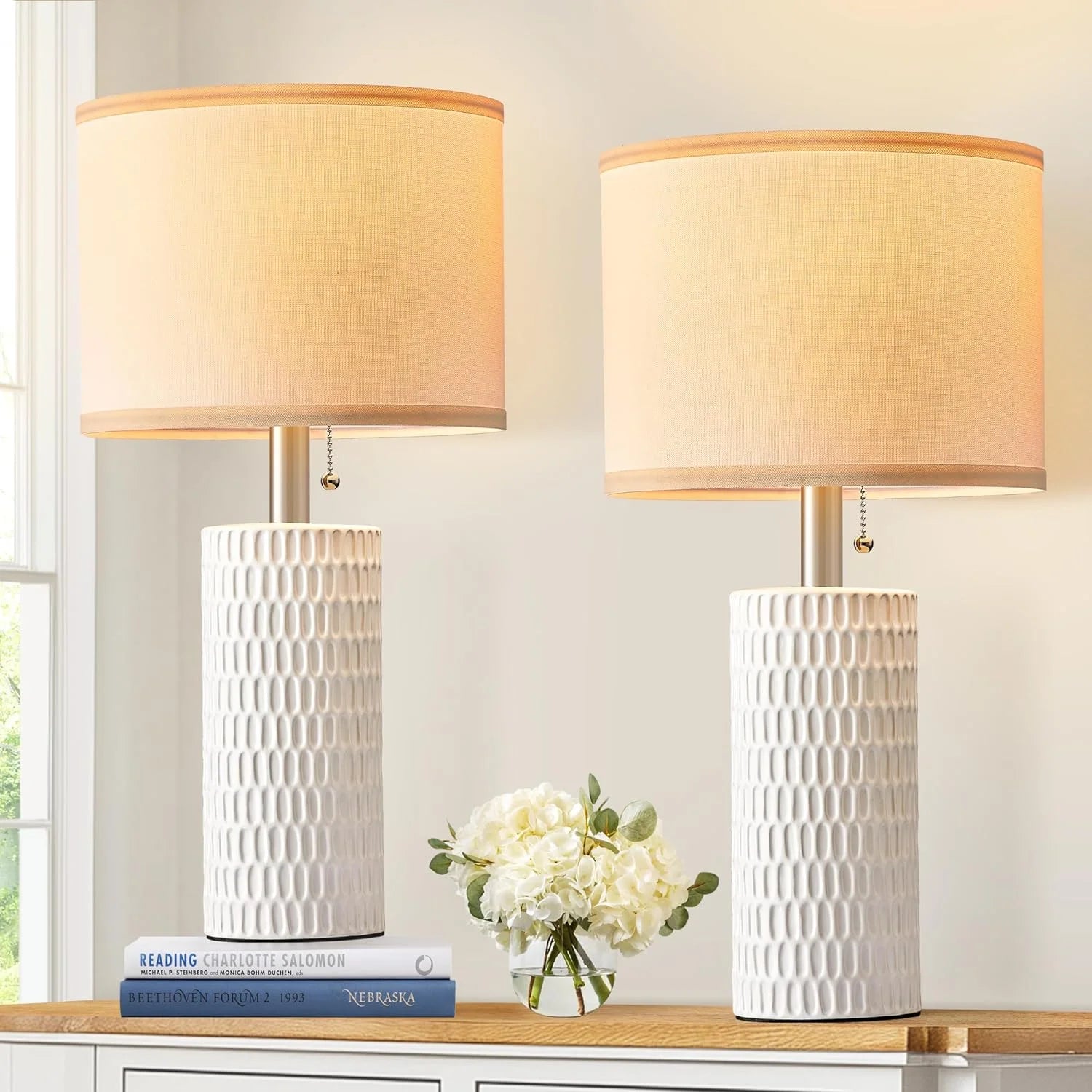 Special Reaketon 20.5 Modern Ceramic Table Lamps for Bedroom Set of 2, Farmhouse Table Lamp for Living Room Office Dorm - Image 11