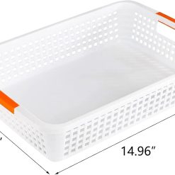Alternative view of Special Large Plastic Storage Basket with Handle, 15 x 10 x 3 Inch Pantry Organizer Basket Bins Desktop Paper