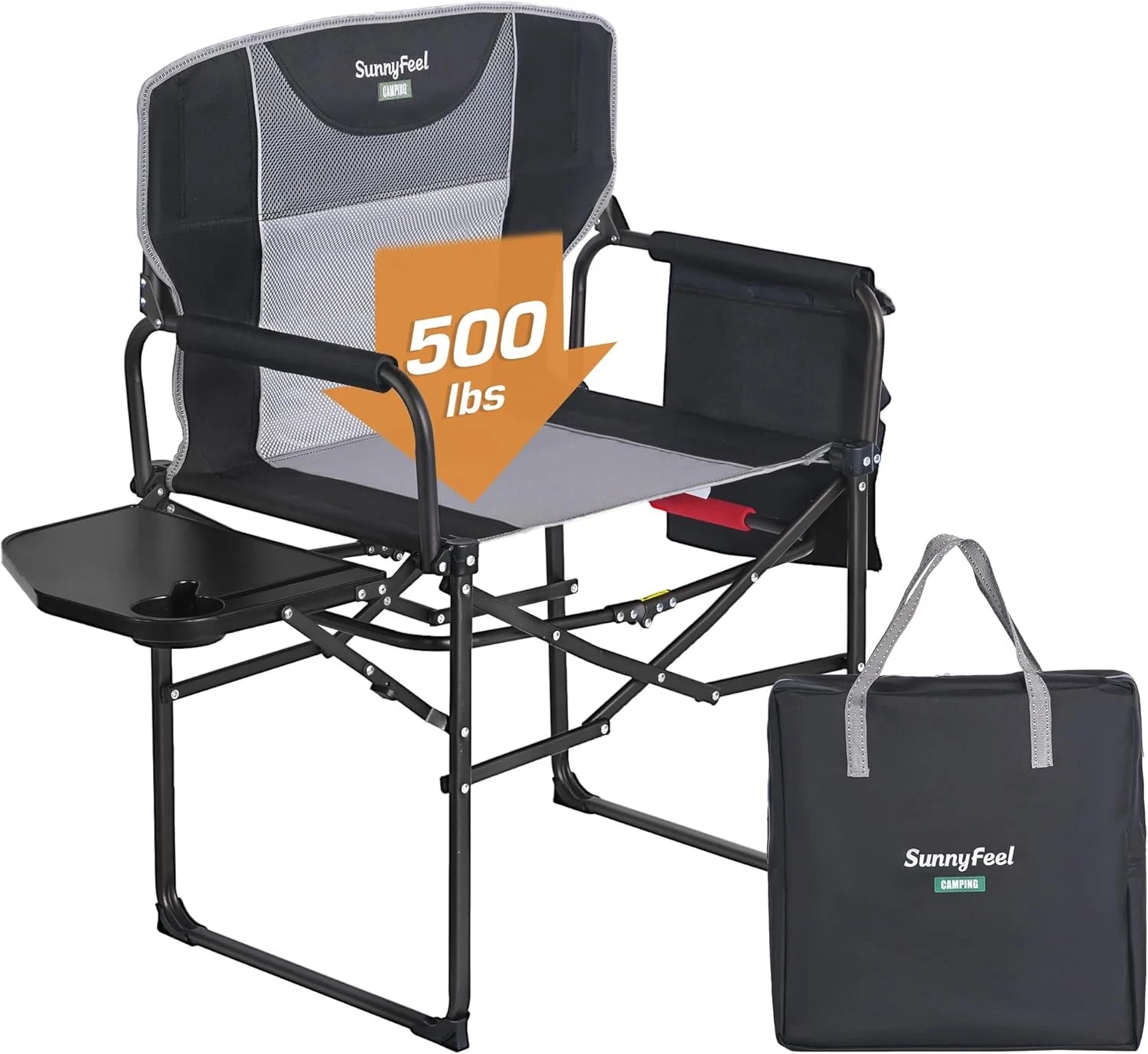 Special SUNNYFEEL Camping Directors Chair, Heavy Duty, Oversized Portable Folding Chair with Side Table - Image 5