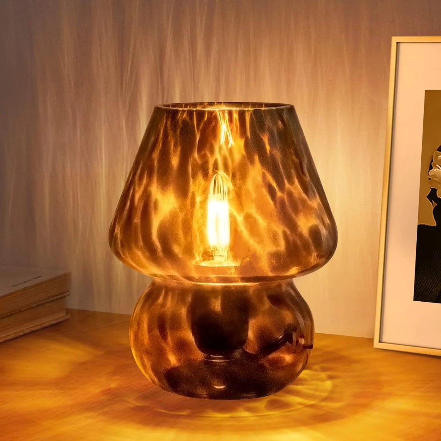 Special ONEWISH Mushroom Lamp Small Vintage Table Lamp for Bedroom Nightstand, Dimmable - Image 2