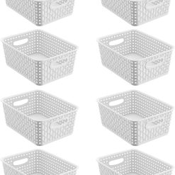 Special Black Storage Baskets, Plastic Woven Organizer Baskets, Stackable Shelf Baskets for Closet, Pantry