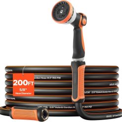 Special VEVOR Garden Hose, 200 ft 5/8 Heavy Duty Rubber Water Hose with 10 Mode Nozzle, 150PSI Working & 600PSI Burst