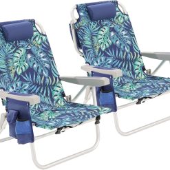 Alternative view of Special Low Beach Chair 2 Pack, 5-Position Lay Flat Reclining, Backpack Portable Folding Chairs with Cooler Bag & Cup