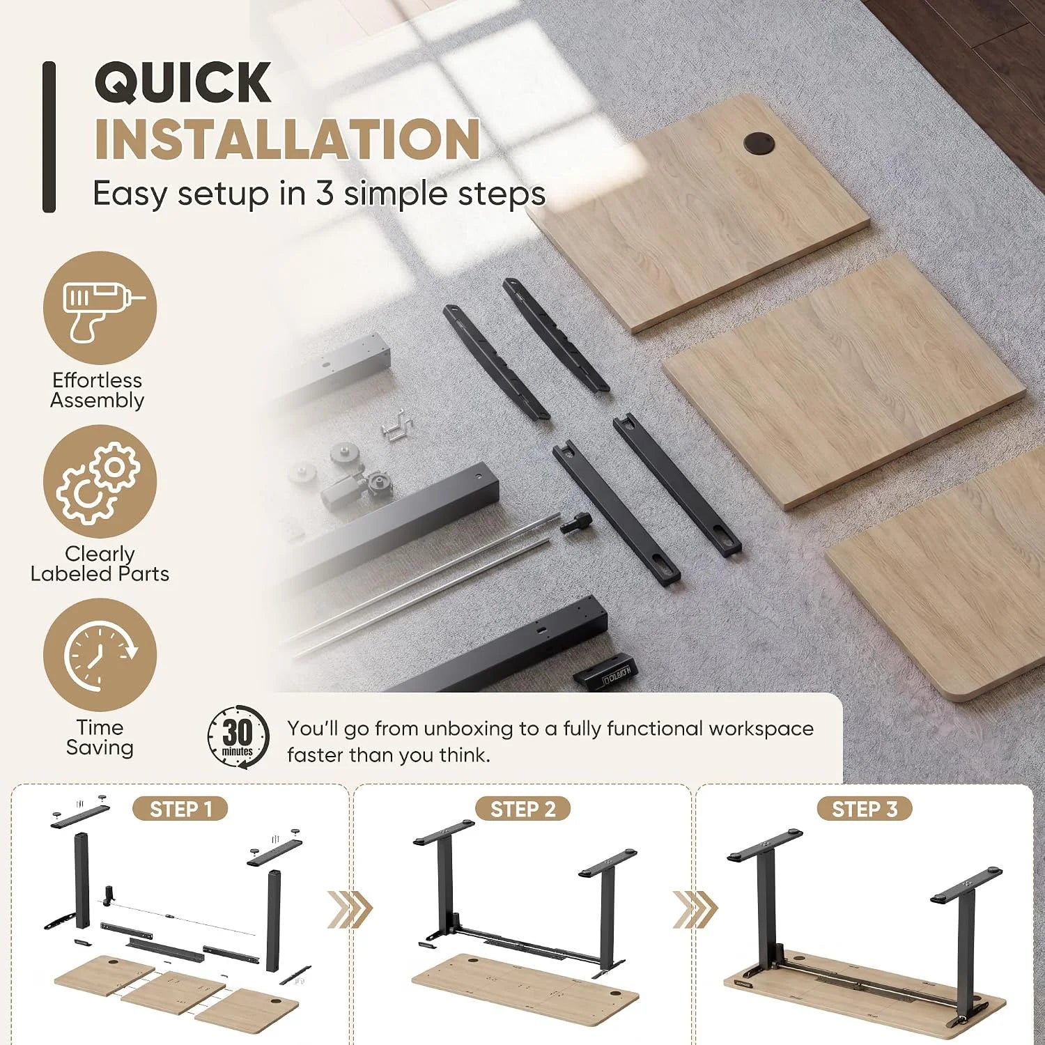 Special 55 x 24 Inches Electric Height Adjustable Standing Desk Large Sit Stand Up Desk Home Office Computer Desk Memory - Image 64