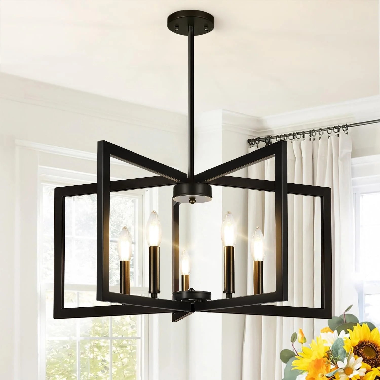 Special 25-61 Height Adjustable Modern Matte Black Chandelier for Dining Room - Image 5
