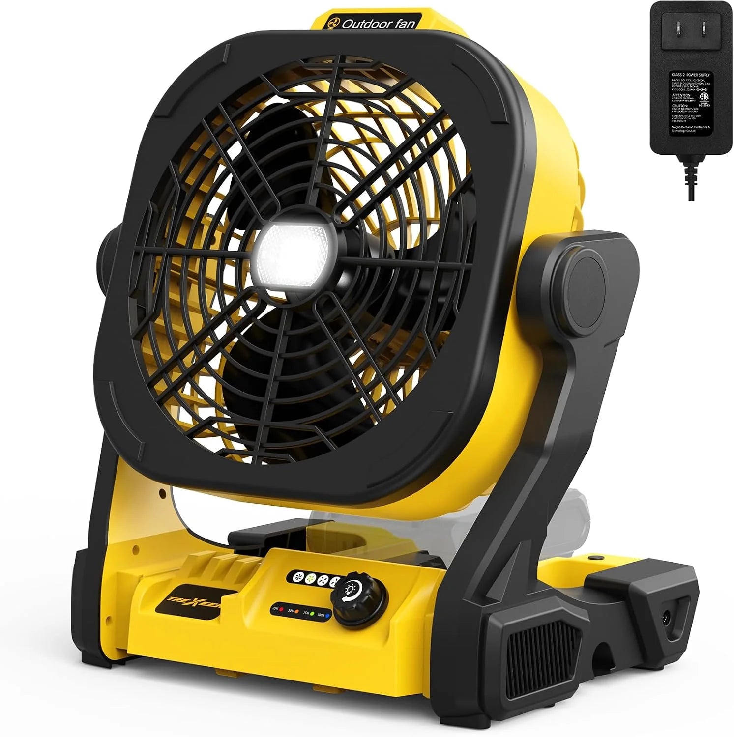 Special Battery Operated Fan for Dewalt 20V Max battery, Portable Fan with AC Adapter & LED Lights, 4 Speeds & Hook