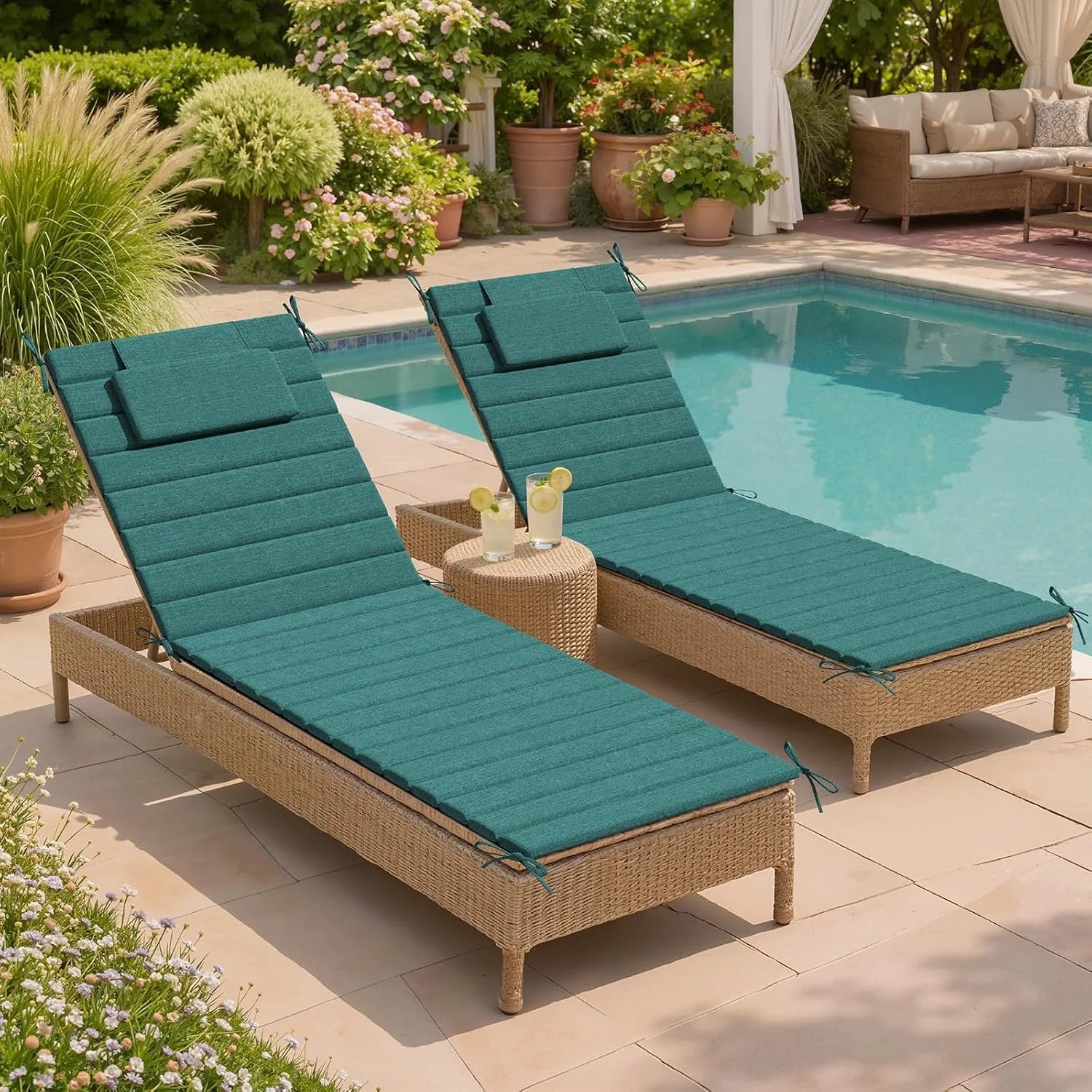 Special Crestlive Products Chaise Lounge Cushion Outdoor Set of 2, Foldable Water Resistant Pool Lounge Chair Cushions - Image 7