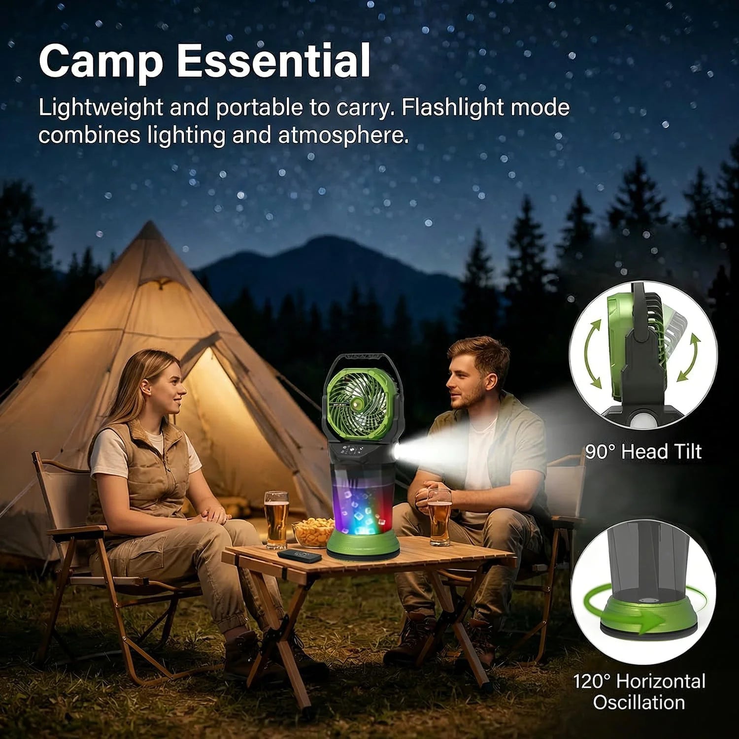 Special Misting Fan with Remote, 2L Water Tank & 2 Spray Modes, 30000mAh Rechargeable Outdoor Cooling Fan - Image 4