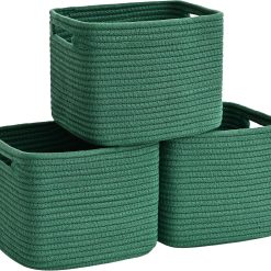 Special 3 Pack Cube Storage Bin, 9”x9”x7” Cotton Rope Woven Baskets for Organizing Toys Clothes Towels, Square Gift
