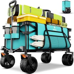 Special 330Lbs Collapsible Folding Wagon, Beach Wagon Cart Heavy Duty Foldable with Big Wheels