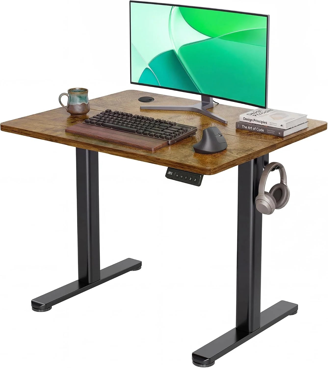 Special Electric Standing Desk, Adjustable Height Stand up Desk, 24x48 Inches Sit Stand Home Office Desk with Splice - Image 3