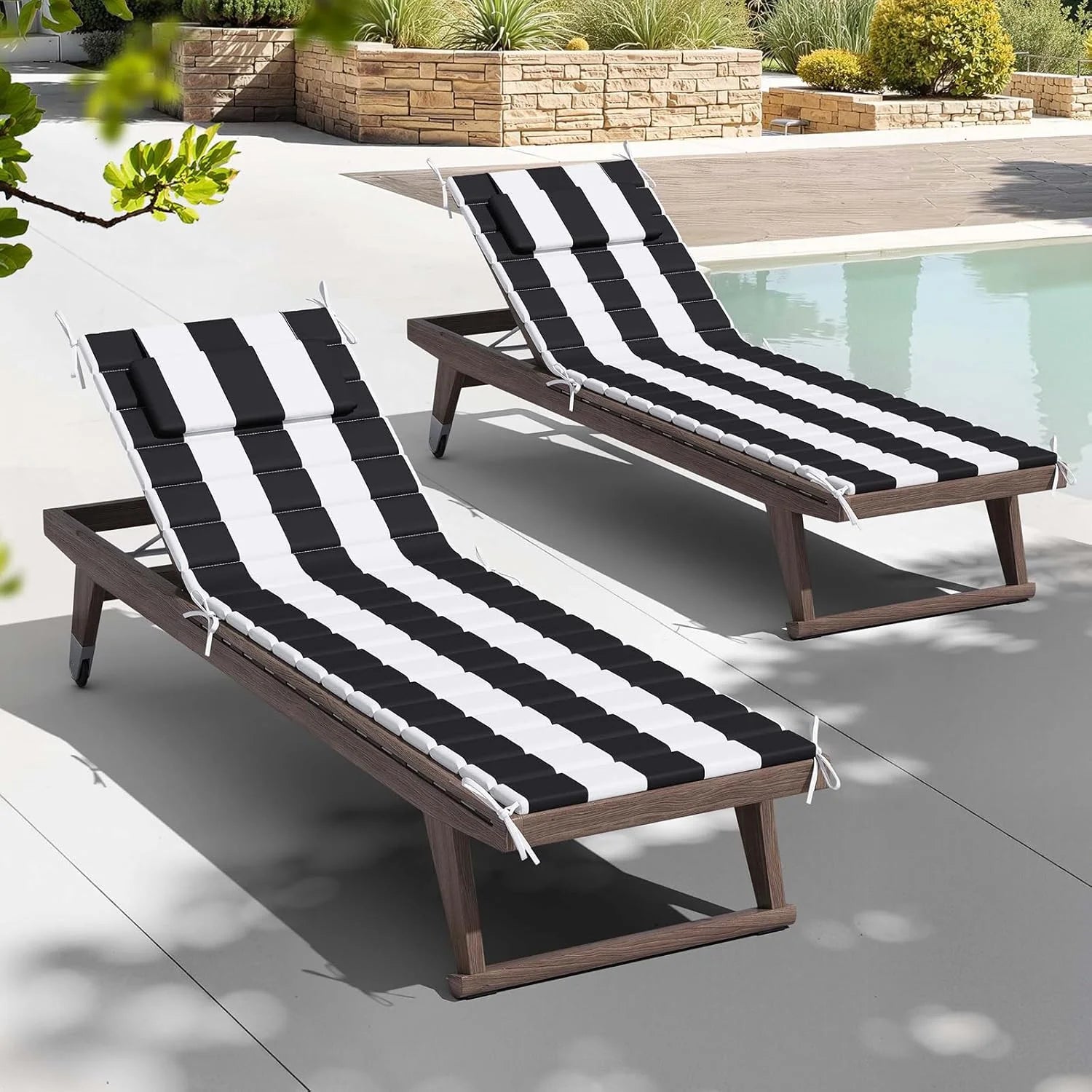 Special Crestlive Products Chaise Lounge Cushion Outdoor Set of 2, Foldable Water Resistant Pool Lounge Chair Cushions - Image 3