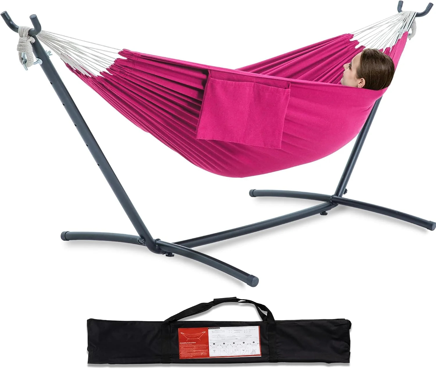 Special Double Hammock with Stand for Outside, Heavy-Duty, Portable (Coffee) - Image 8