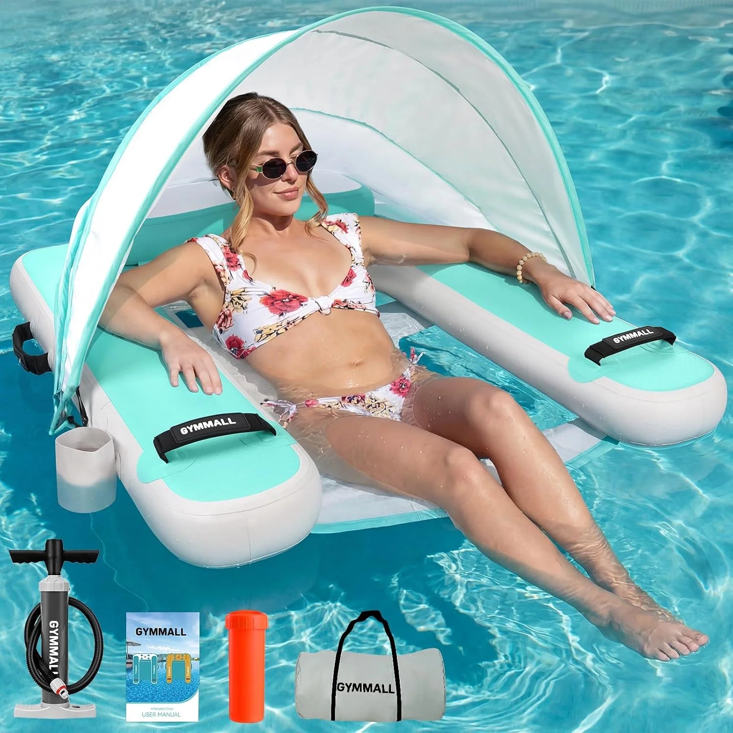 Special Inflatable Pool Lounger Float, Tanning Pool Chair Float for Adults, 53 L*43 W/ 47 Lx39 W Sunchill Floating Chair Dock - Image 4