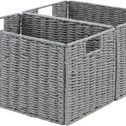 Special Wicker Storage Basket, Set of 2 Hand-Woven Paper Rope Wicker Basket, Small Storage Baskets for Organizing Toilet