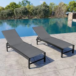 Special Products Lounge Chair Outdoor Set of 2, Metal Pool Chaise Lounge Chairs, Adjustable Five-Position Tanning