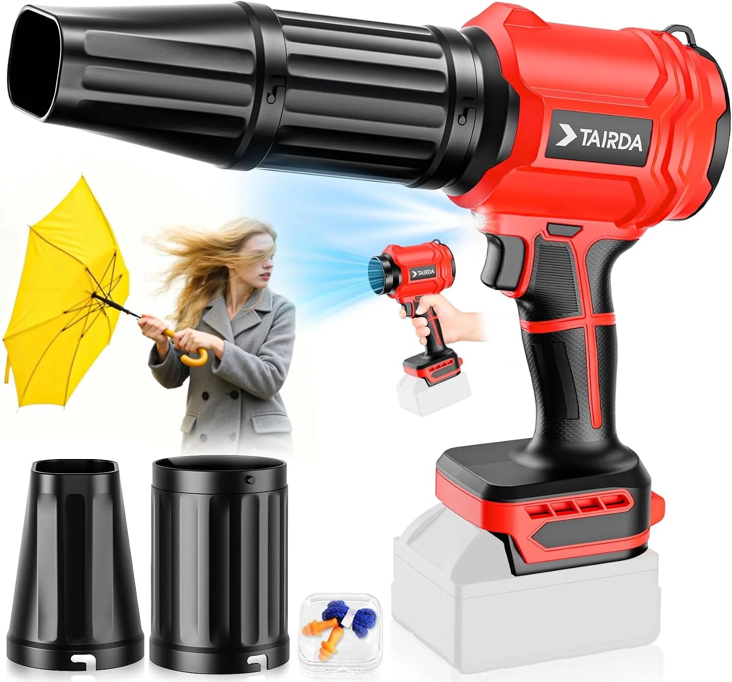 Special TAIRDA Cordless Leaf Blower Compatible for Dewalt 20V Battery(NO Battery), Mini Turbo Jet Blower with 2 Nozzles