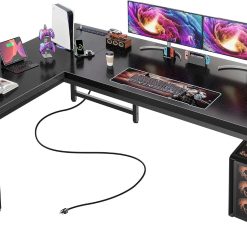 Alternative view of Special Huuger 63 Inch L Shaped Desk with Power Outlets and USB-C Port, 0.95 Inch Thicker Desktop