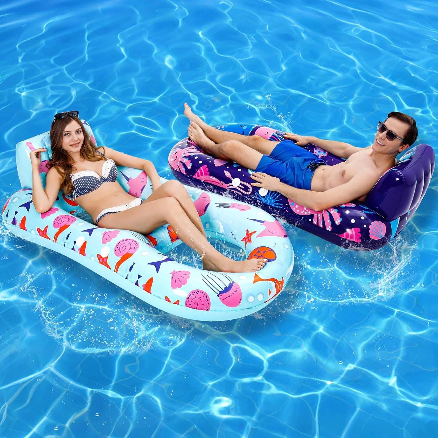 Special 4 Pack Pool Floats Adult, Inflatable Pool Lounger Float Heavy Duty with Cup Holder - Image 2