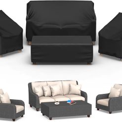 Special Mrrihand Patio Furniture Covers, 4 Piece Outdoor Furniture Cover Waterproof includ Ourdoor Sofa Cover, 2 Chair Covers