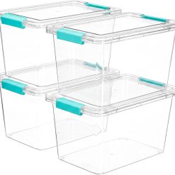 Alternative view of Special 4 Pack 6 Qt Plastic Storage Bins with Lids, Clear Sensory Bins, Stackable Containers for Organizing School