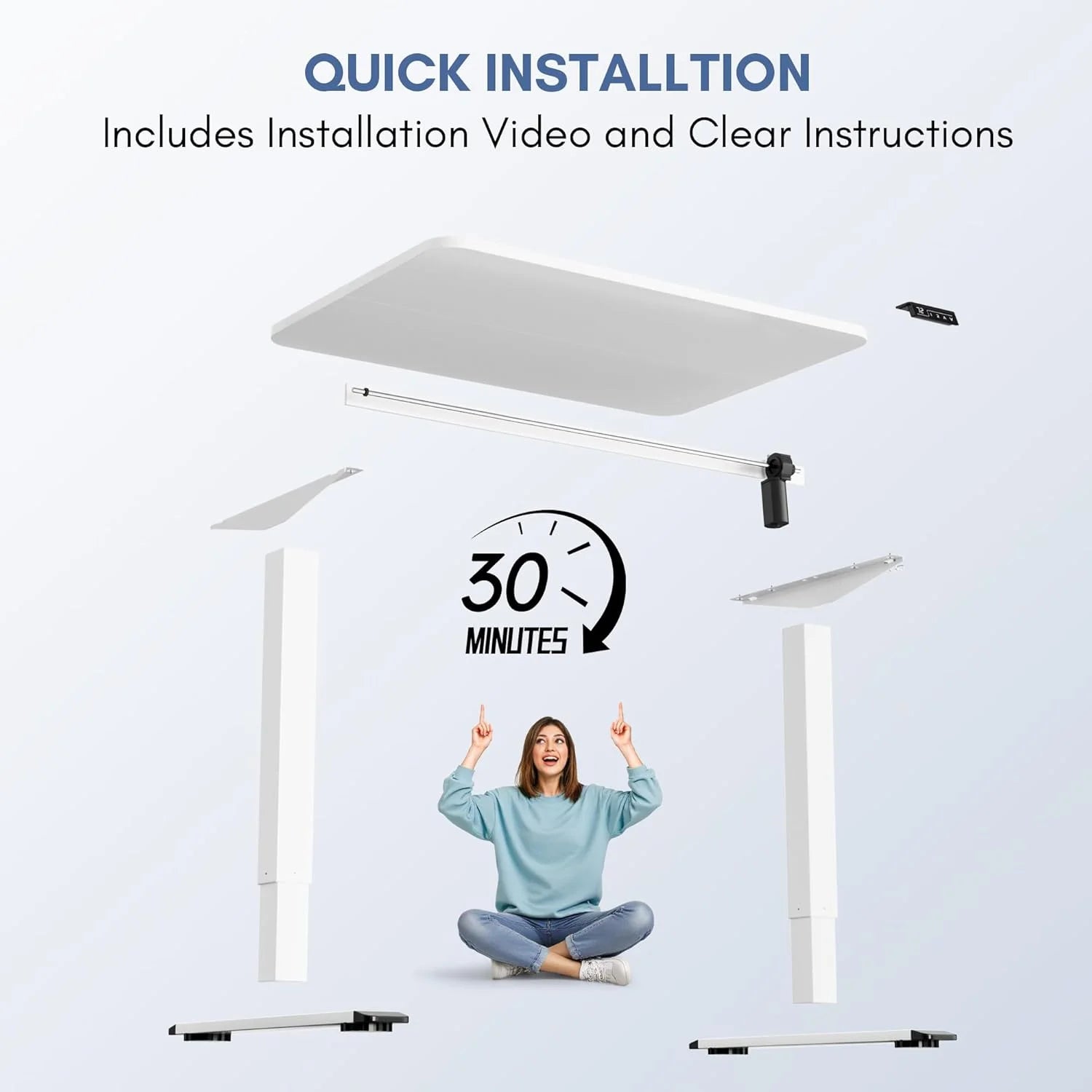 Special 55 x 24 Inches Electric Height Adjustable Standing Desk Large Sit Stand Up Desk Home Office Computer Desk Memory - Image 26