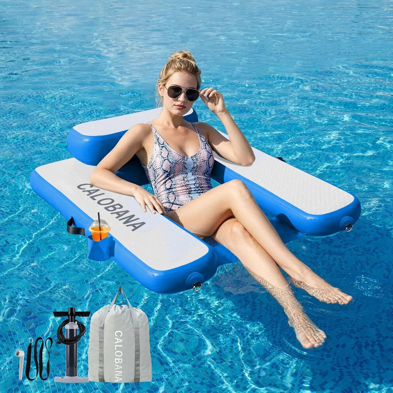 Special CALOBANA Inflatable Floating Chair, Heavy Duty Pool Floats Adult Lounger with Cup Holder - Image 3
