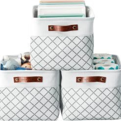 Special Storage Bins, Large Fabric Storage Baskets for Shelves 3 Pack, 15 x 11 x 9.5 inches Decorative Linen Closet