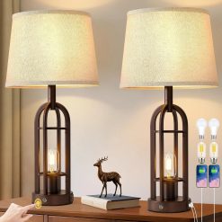 Alternative view of Special Black Table Lamps for Living Room Set of 2, Farmhouse Lamps for Night Stands with USB A+C