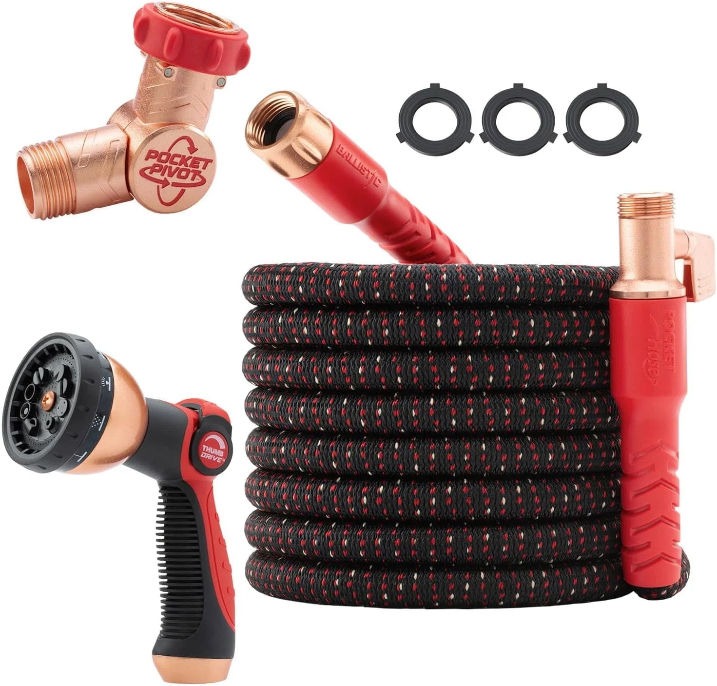 Special Pocket Hose Ballistic 50 FT Expandable Garden Hose, No-Kink, 360° swiveling pocket pivot connector - Image 3