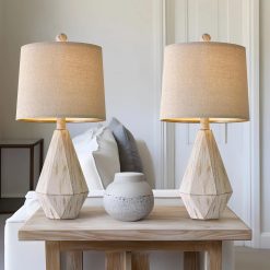 Alternative view of Special PoKat 20.25" Retro Farmhouse Table Lamp Set of 2, Living Room & Bedroom Rustic Linen Bedside Nightstand Lamps for Kids