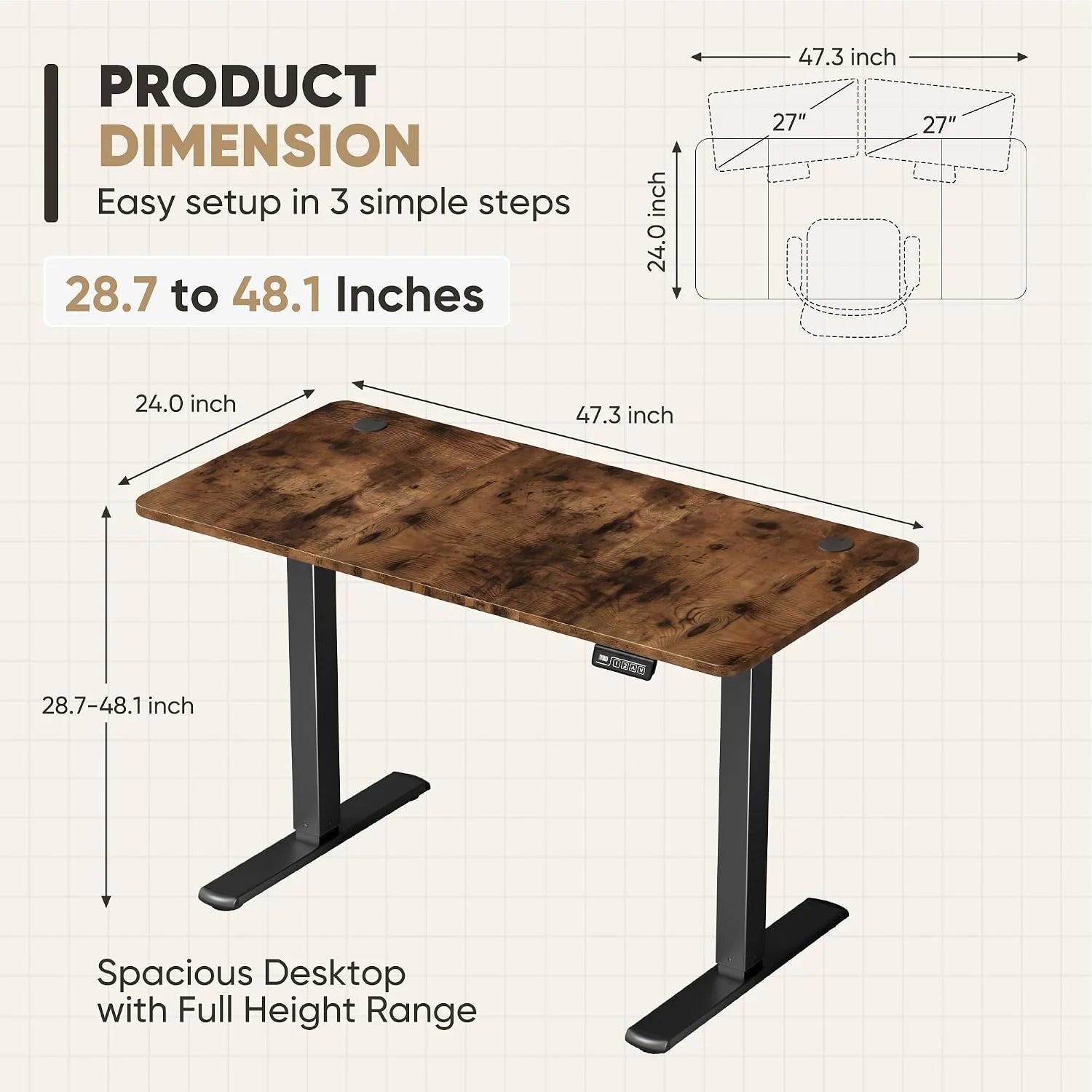 Special 55 x 24 Inches Electric Height Adjustable Standing Desk Large Sit Stand Up Desk Home Office Computer Desk Memory - Image 37