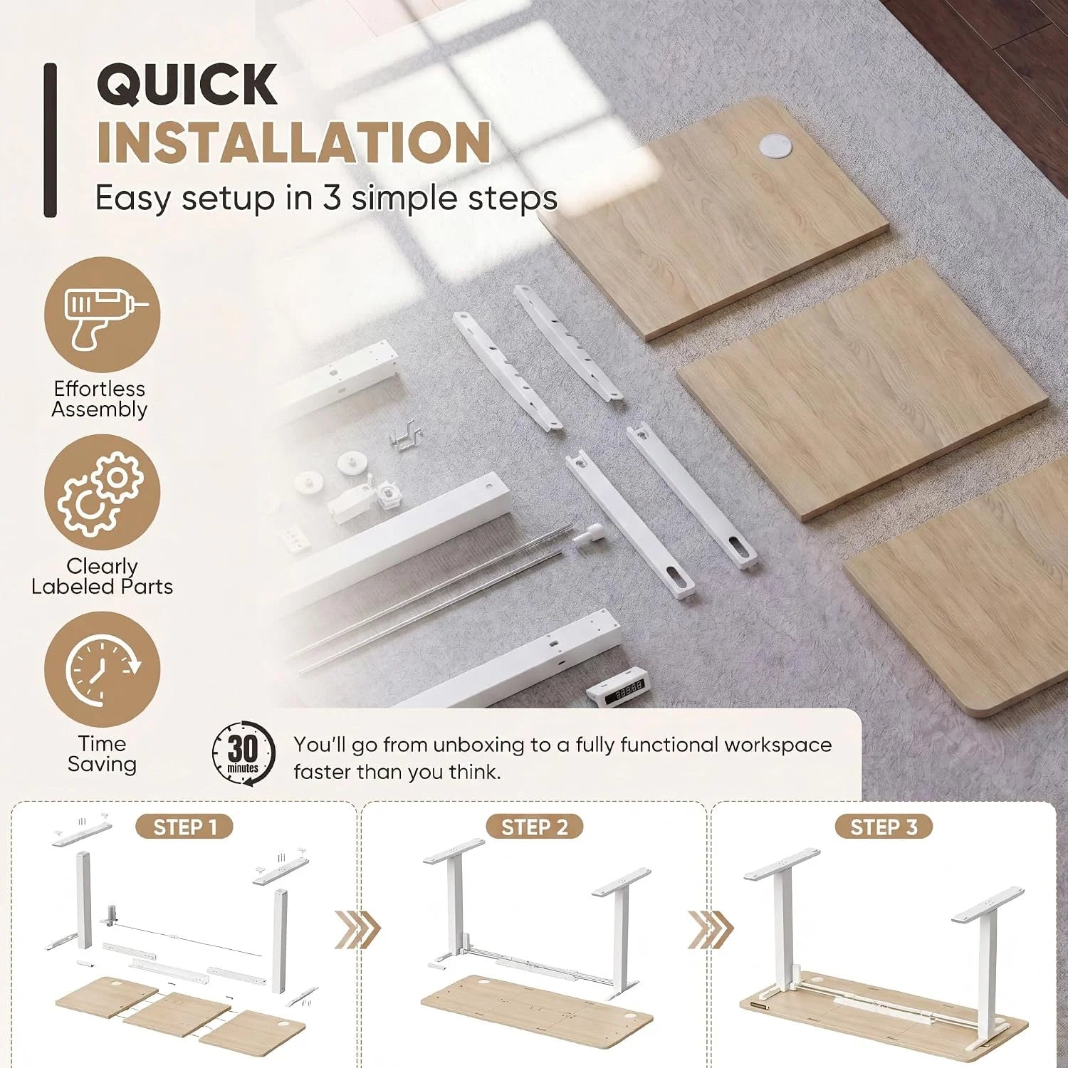 Special 55 x 24 Inches Electric Height Adjustable Standing Desk Large Sit Stand Up Desk Home Office Computer Desk Memory - Image 35
