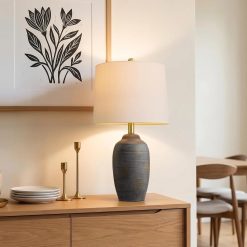 Special 24.5 Vintage Ceramic Table Lamp Single-Rustic Boho Accent Nightstand Lamps