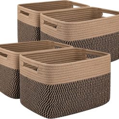 Special 4 Pack Storage Basket, 13x9x7.8 Cotton Rope Baskets for Shelves, Closet Organizer for Bedroom & Living Room, Soft