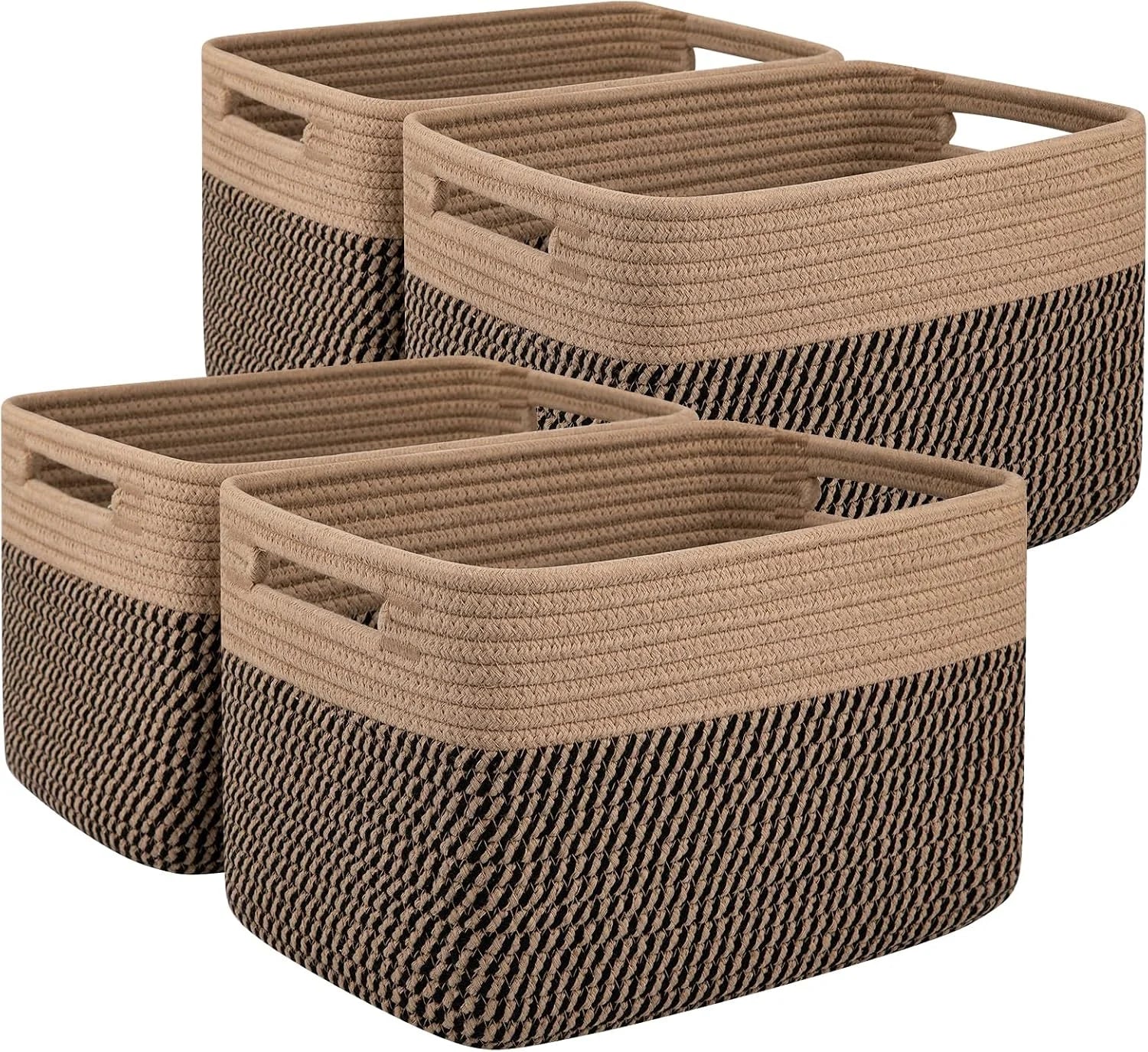 Special 4 Pack Storage Basket, 13x9x7.8 Cotton Rope Baskets for Shelves, Closet Organizer for Bedroom & Living Room, Soft
