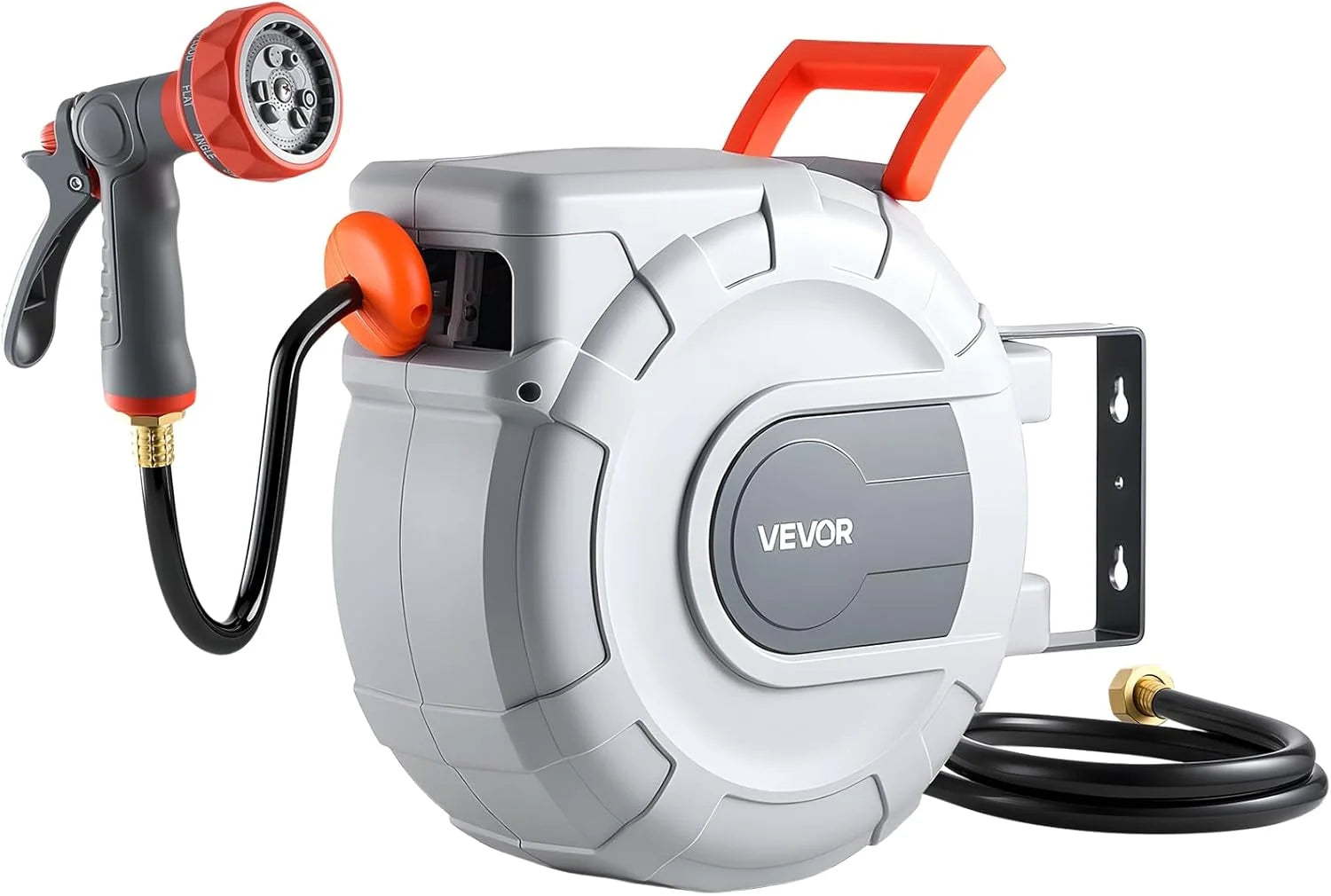 Special VEVOR Retractable Garden Hose Reel, 1/2 in x 50 ft, Wall Mounted Hose Reel with 9-Function Sprayer Nozzle and 180° - Image 5