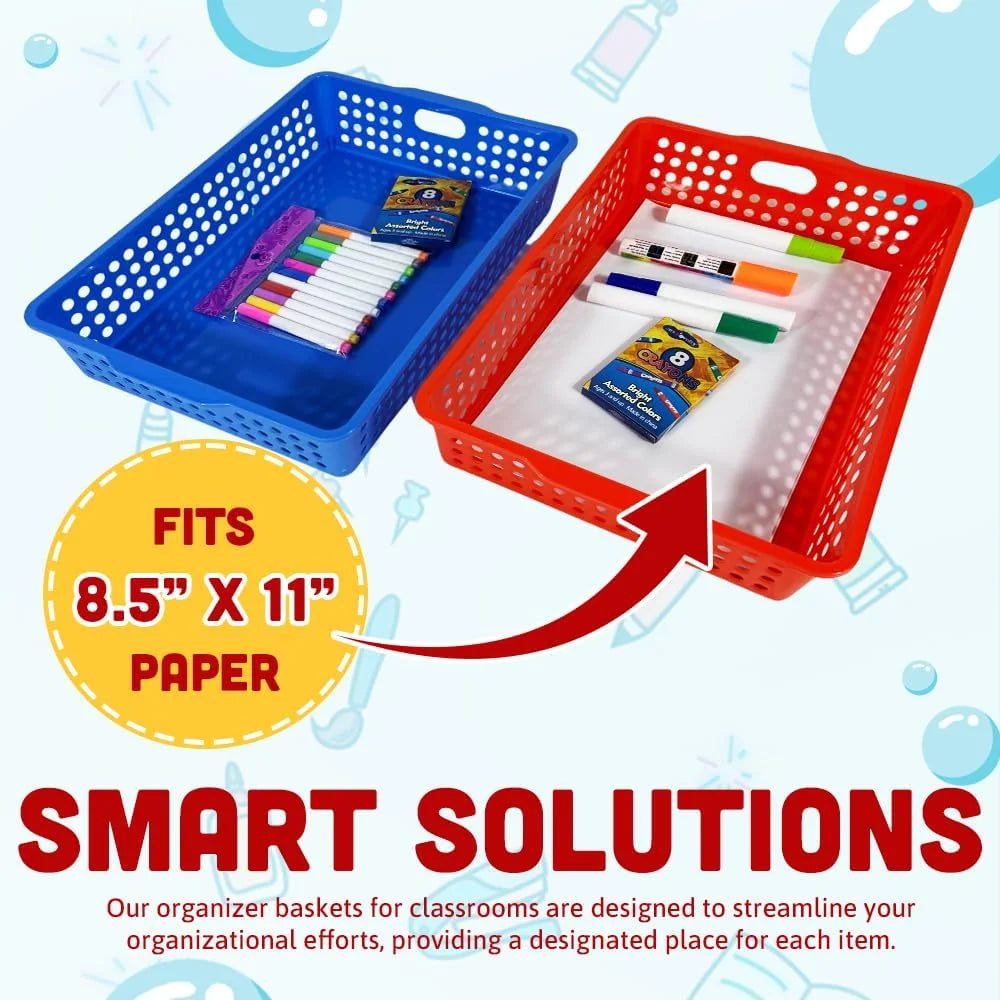 Special Colorful Plastic Classroom Storage Bins 13.75 X 10.25 for Organizing A4 Papers Trays, Turn In Containers - Image 3