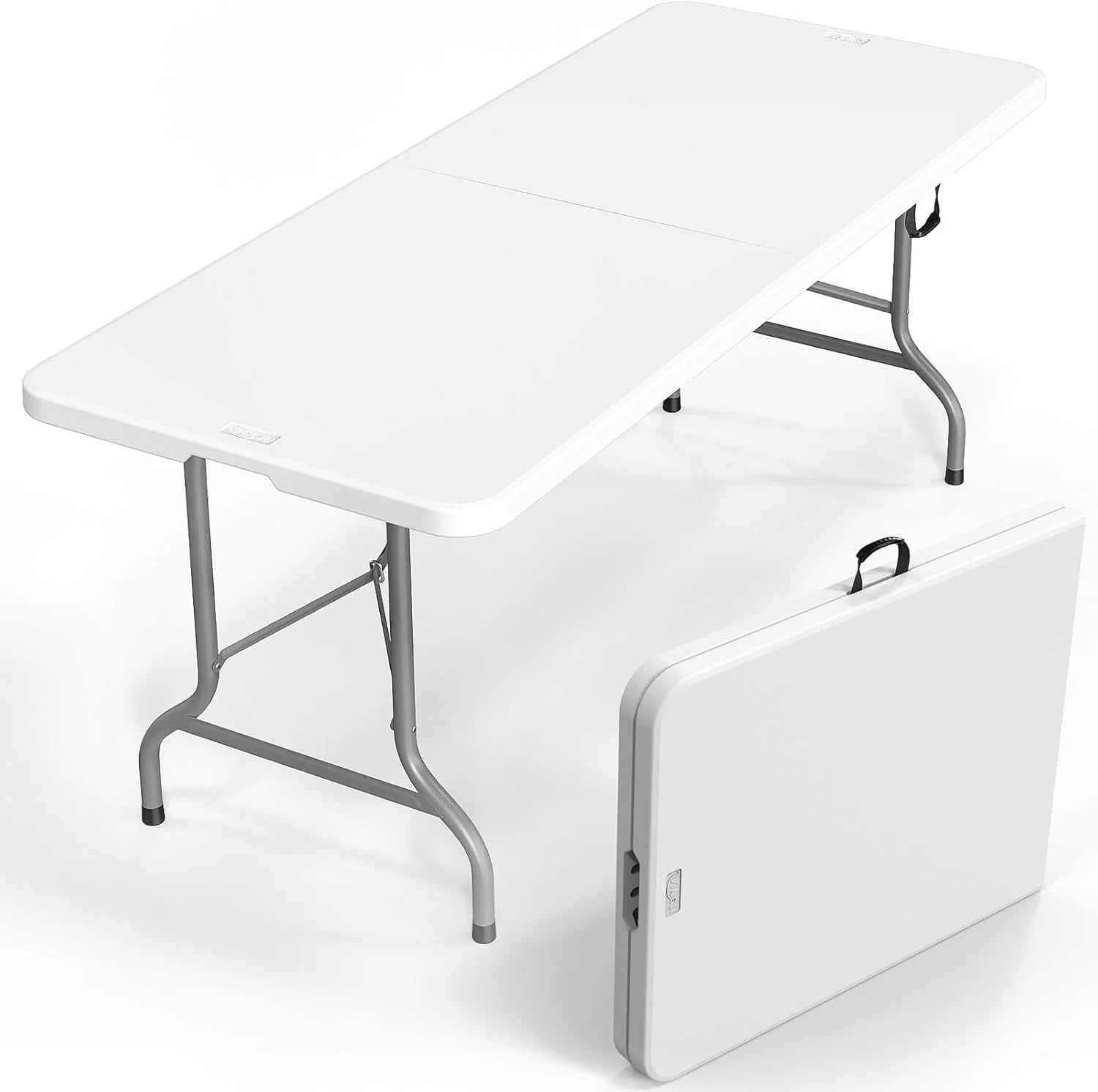 Special VINGLI 4 FT Plastic Folding Camping Table,3-Level Adjustable Height, Portable in/Outdoor Party Picnic Dining Desk - Image 4