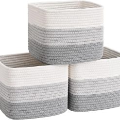 Alternative view of Special 3 Pack Cube Storage Bin, 9”x9”x7” Cotton Rope Woven Baskets for Organizing Toys Clothes Towels, Square Gift