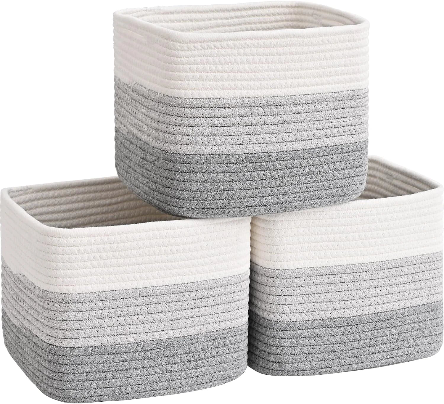 Special 3 Pack Cube Storage Bin, 9”x9”x7” Cotton Rope Woven Baskets for Organizing Toys Clothes Towels, Square Gift - Image 2