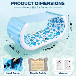 Alternative view of Special Inflatable Pool Float with Shade, 157 x 36 Extra Large Floating Couch Island Cabana Luxury Lounger with Canopy
