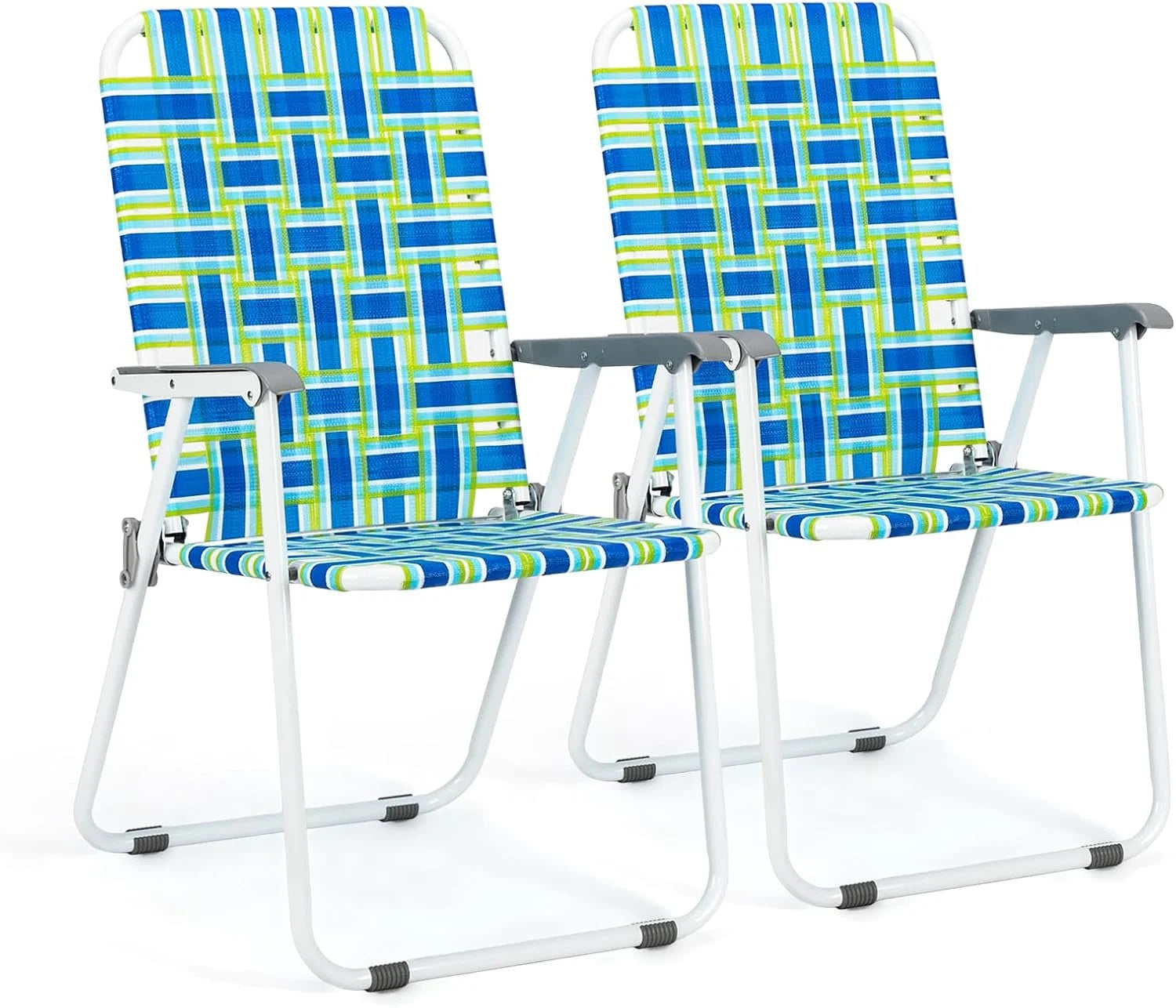 Special Patio Lawn Webbed Folding Chairs Set of 2, Outdoor Beach Portable Lawn Chair Camping Chair Beach Chair for Yard - Image 4