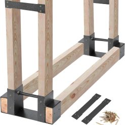Special Outdoor Firewood Log Storage Rack Bracket Kit, Fireplace Wood Storage Holder-Adjustable to Any Length