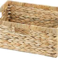 Special Wicker Basket, Water Hyacinth Wicker Storage Organizing Basket, Rectangular Basket for Shelves, Rattan