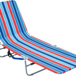 Alternative view of Special Beach Portable Lay Flat Folding Backpack Beach Lounge Chair with Backpack Straps and Storage Pouch, Blue and Red