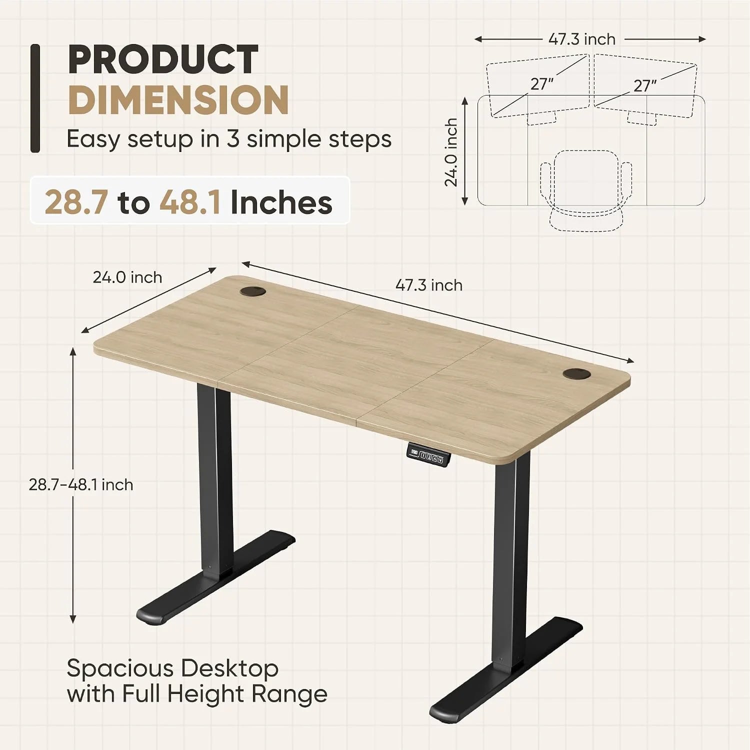 Special 55 x 24 Inches Electric Height Adjustable Standing Desk Large Sit Stand Up Desk Home Office Computer Desk Memory - Image 78