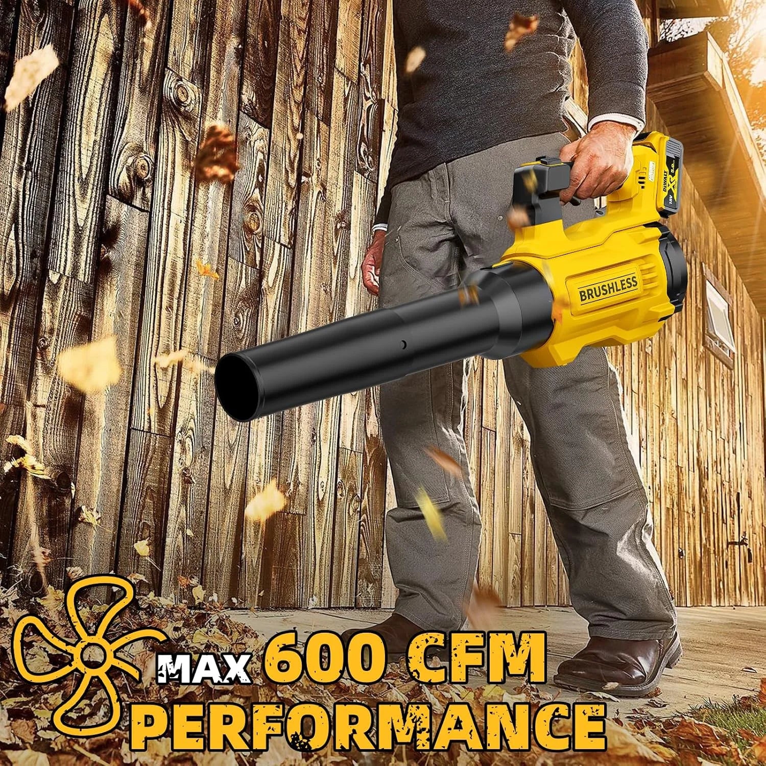 Special 20V Cordless Leaf Blower, Max 600 CFM/125 MPH Turbo Boost Mode Compatible with DeWALT 20V Max Battery, Brushless Motor - Image 3