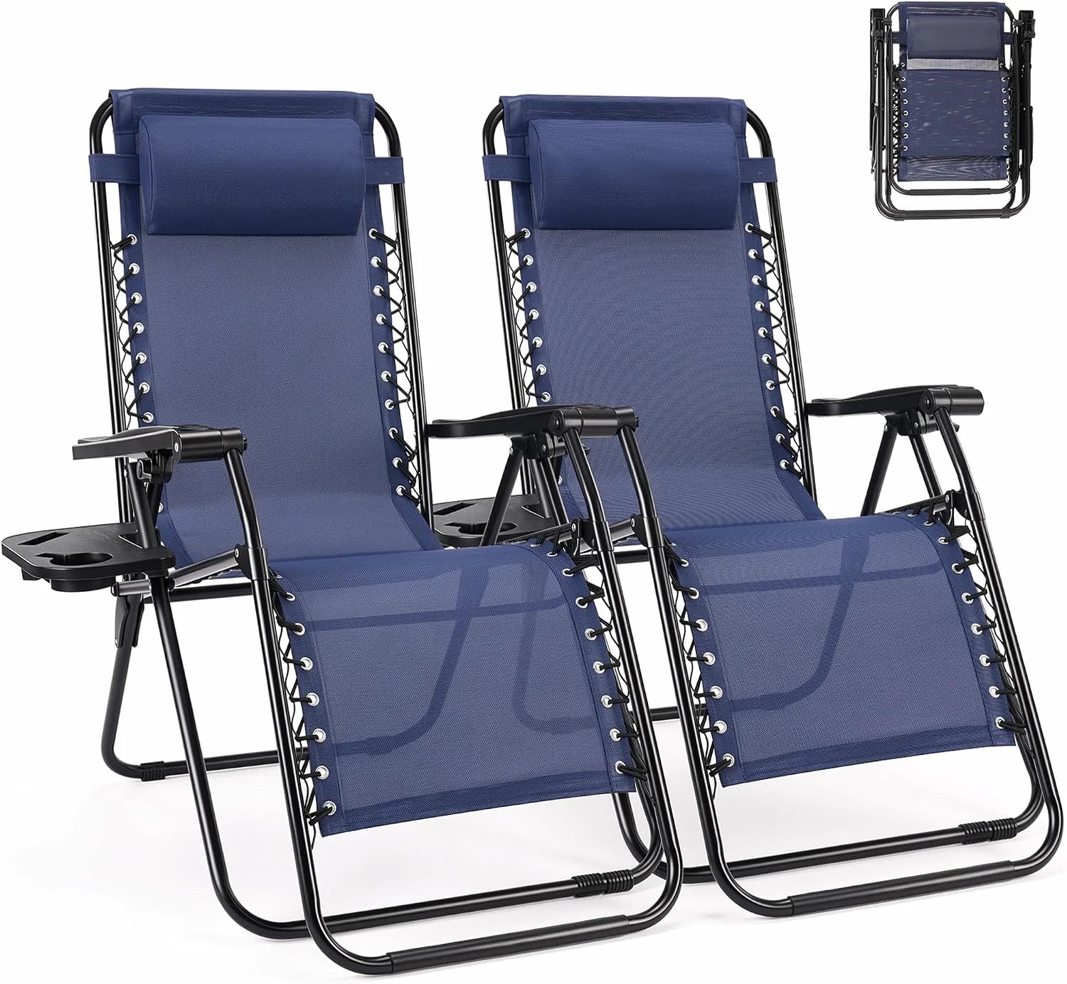 Special Zero Gravity Chairs Set of 2, Lounge Chair Folding Portable Adjustable Camping Reclining Chairs with Adjustable Pollow - Image 4