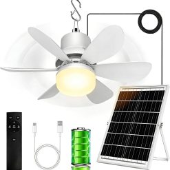 Special Fan for Gazebo with Light, 18000mAh Rechargeable Solar Powered Patio Ceiling Fan with Remote
